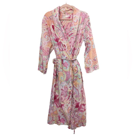 Colorful paisley long cotton bathrobe robe - Picture 1 of 9